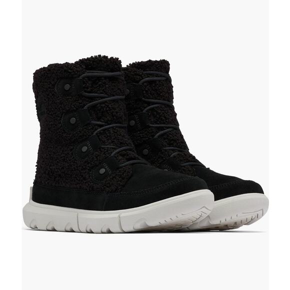 Sorel Explorer Next Joan Cozy Winter Boots in Black Suede/Faux Serling Size 10
